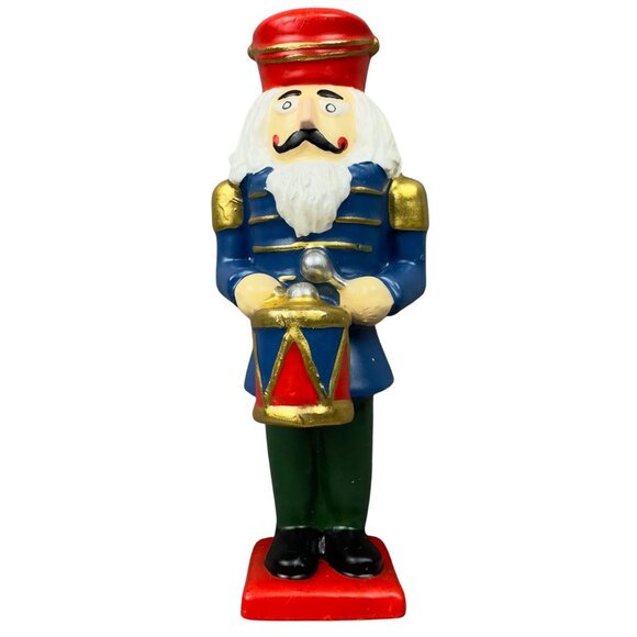 Vtg Bloomingdales Candle Nutcracker Soldier Drummer Red Blue Gold Christmas Deco - Picture 1 of 8